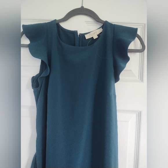 Teal Ruffles Dress By Loft - Picture 2 of 5